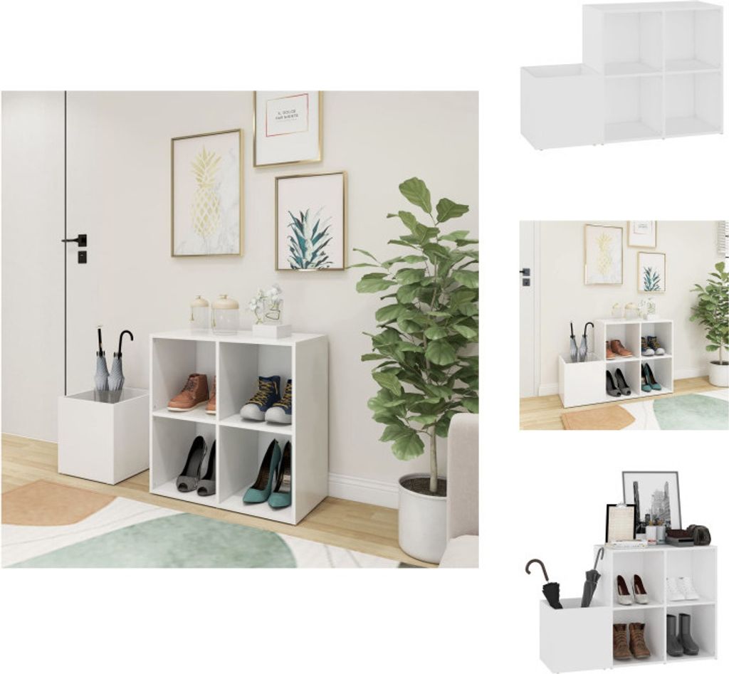 vidaXL Flur-Schuhschrank Weiß 105x35,5x70 cm Holzwerkstoff - Schuhregale & -schränke