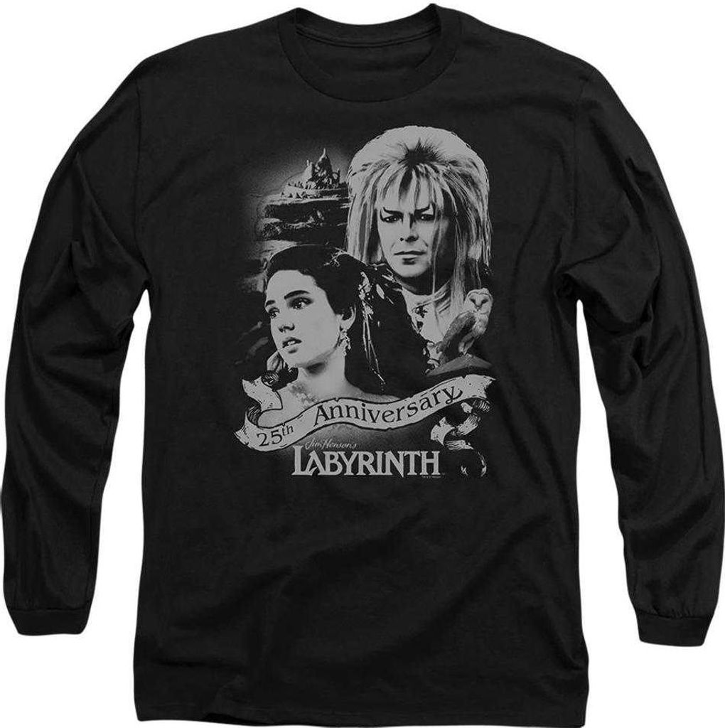 Labyrinth - T-Shirt für Herren/Damen Uni, Jubiläum, Langärmlig TV27141 (XXL) (Schwarz)