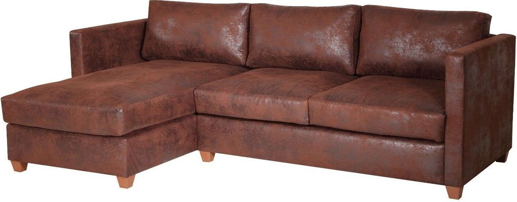 Ecksofa FABIO L-Form Vintage Braun Ottomane Links