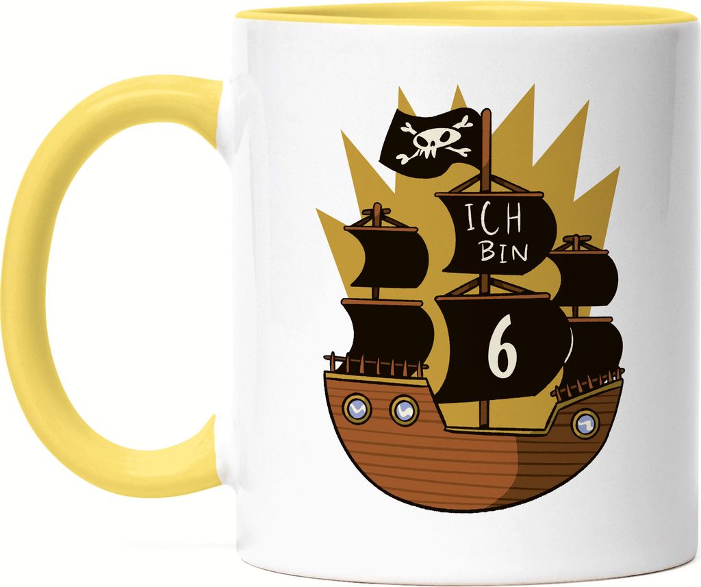 Geburtstag 6 Jahre Tasse Gelb 6 Jahre 6. Geburtstag Piraten Pirat Motto