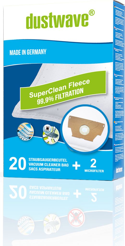 Megapack - 20 Staubfilterbeutel | Filtertüten| Staubbeutel passend für Tornado - TO 1149 / TO1149 Staubsauger - dustwave Markenstaubbeutel / G...
