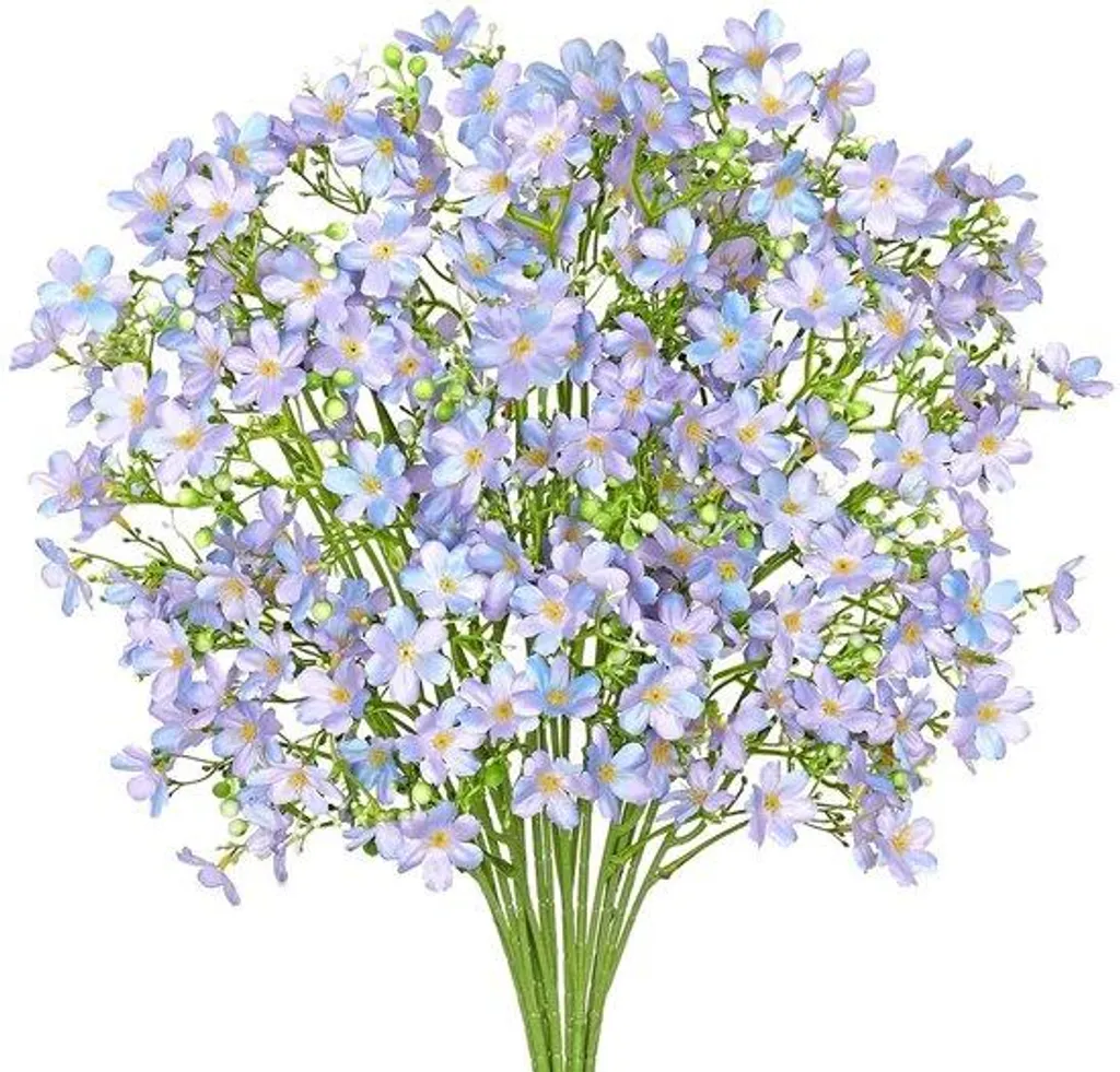 Lot de 8 fleurs violettes avec baies blanches de haute qualité premium