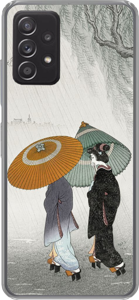 MuchoWow Handyhülle Schutzhülle Hülle für Telefoonhoesje Samsung Galaxy A53 5G Frauen - Kimono - Sonnenschirm - Japan - Vintage Silikon Softc...