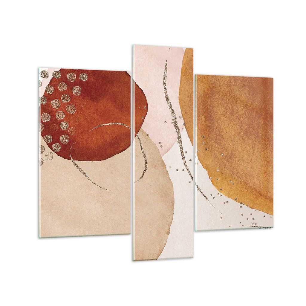 Bilder auf glas - 3 Teile - Orange Abstraktion Flecken - 95x80cm - Glasbilder - Wandbilder - Bilder - zum Aufhängen bereit - Wanddekoration aus Gl...