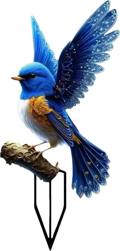 Vogel-Gartendeko-Stab, Acryl, 2D, flache Vogeldekoration, Hofkunst, wetterfester Vogelstab für Rasenflächen und Terrassen im Freien