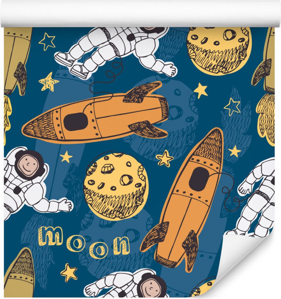 10m VLIES TAPETE Rolle Kinderzimmer Kinderzimmer Kosmonauten Raketen XXL