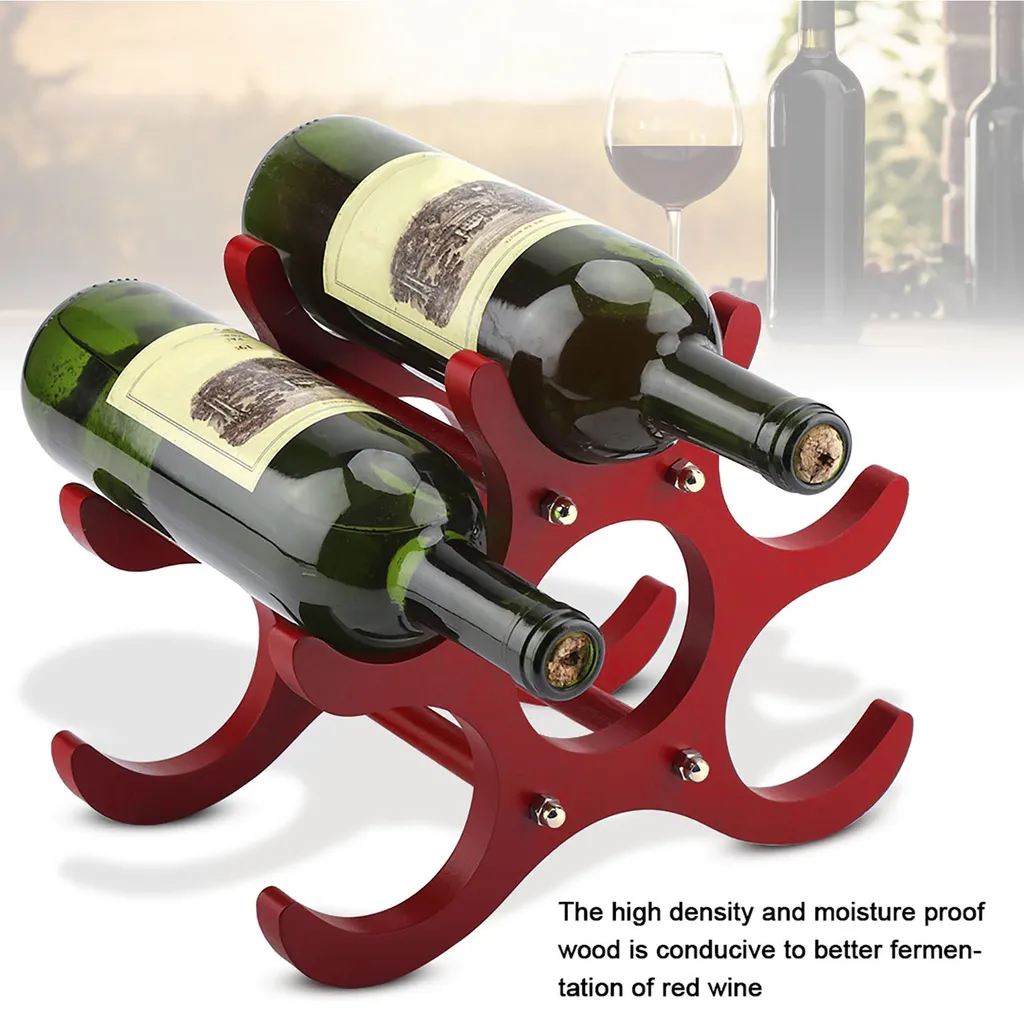 Support bouteilles de vin en bois robuste pour 6 flacons de vin rouge - 5
