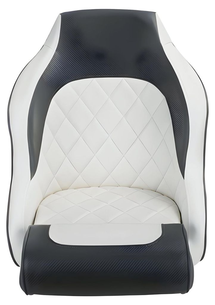 Flip UP Bootssitz, weiß / carbon, wasserabweisendes Marine-Kunstleder, geplostert, 52 x 66 x 60 cm, für Yacht & Boot