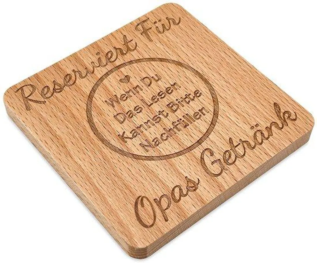 Protège-table en bois de hêtre 10 cm pour boissons chaudes - Spécial Papy