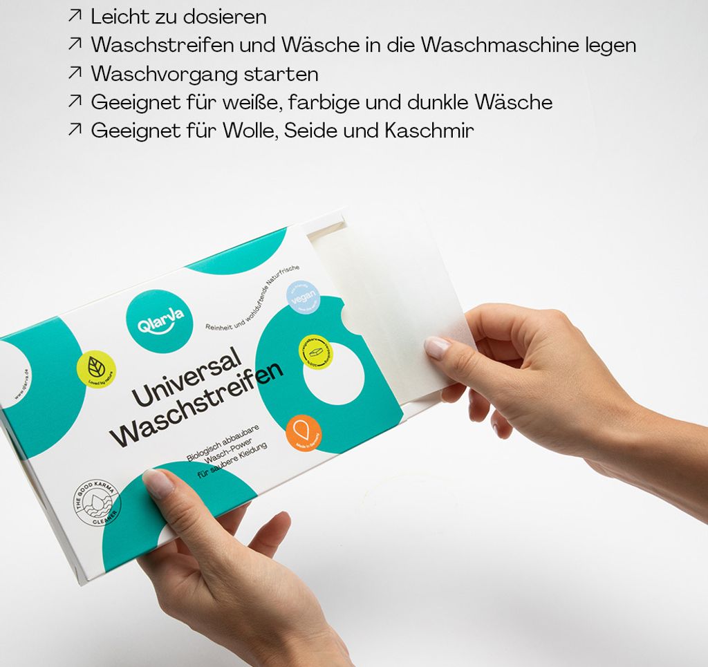 QLARVA Waschstreifen – 60 Stk. für verschiedene Wäsche, Produktbild 