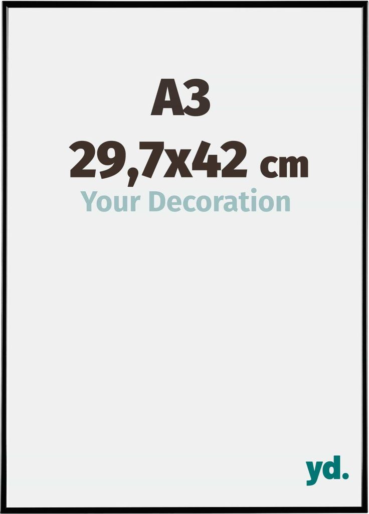 A graphic displaying product size information and a tagline.