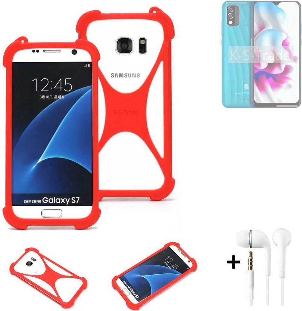 Handy-hülle + Kopfhörer kompatibel mit BLU C7x Schutz-hülle Bumper Silikon Schutz Hülle Cover Case Silikoncase Silikonbumper TPU Softcase