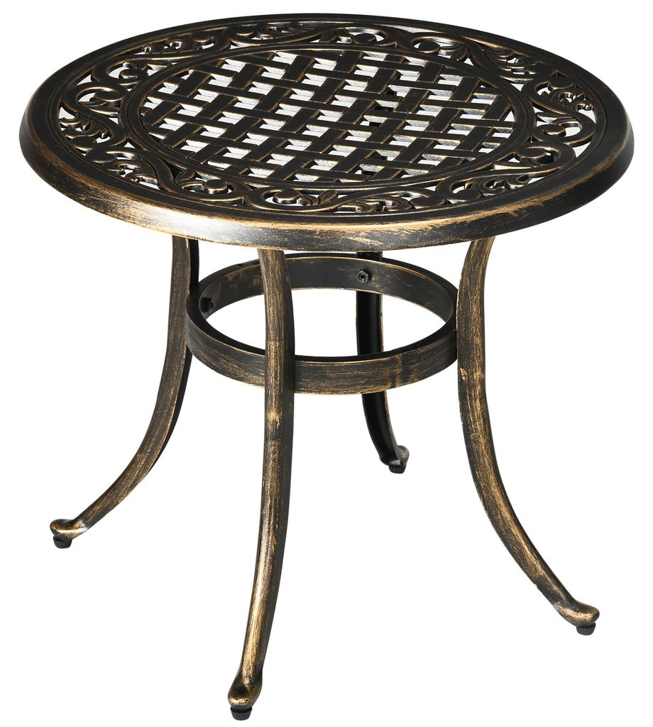 Beistelltisch Garten wetterfester Gartentisch mit Gussaluminiumrahmen, rund 60kg belastbar Ø60x52,5H cm