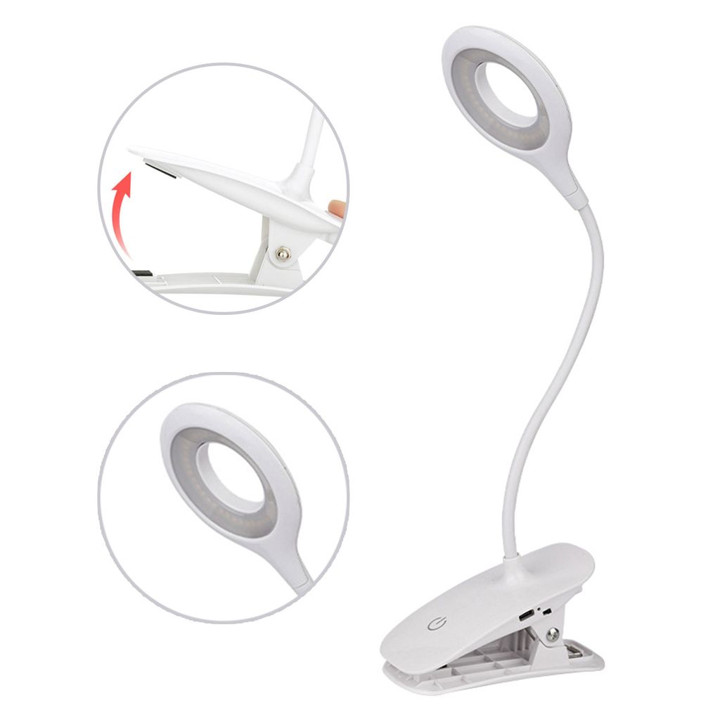 Leselampe,dimmbar Schwanenhals Clip Lampe,Tragbares Bett klemmleuchte mit 3 Farbmodi mit stufenloser Helligkeit und Memory Funktion