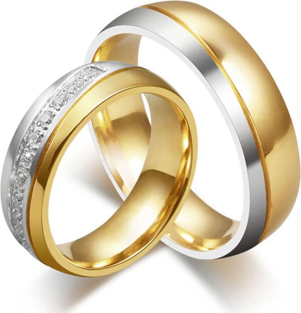 Eheringe : Trauringe / Ring aus Edelstahl silber gold 62 Produktbild 