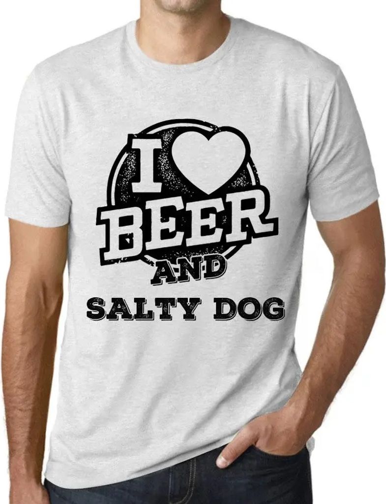 Herren Grafik T-Shirt Ich liebe Bier und salzigen Hund – I Love Beer And Salty Dog – Öko-Verantwortlich Vintage Jahrgang Kurzarm Lustige Druck