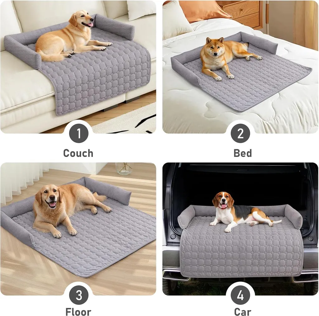 Couverture pour chien spécial canapé - Lit d'appoint lavable gris - 5