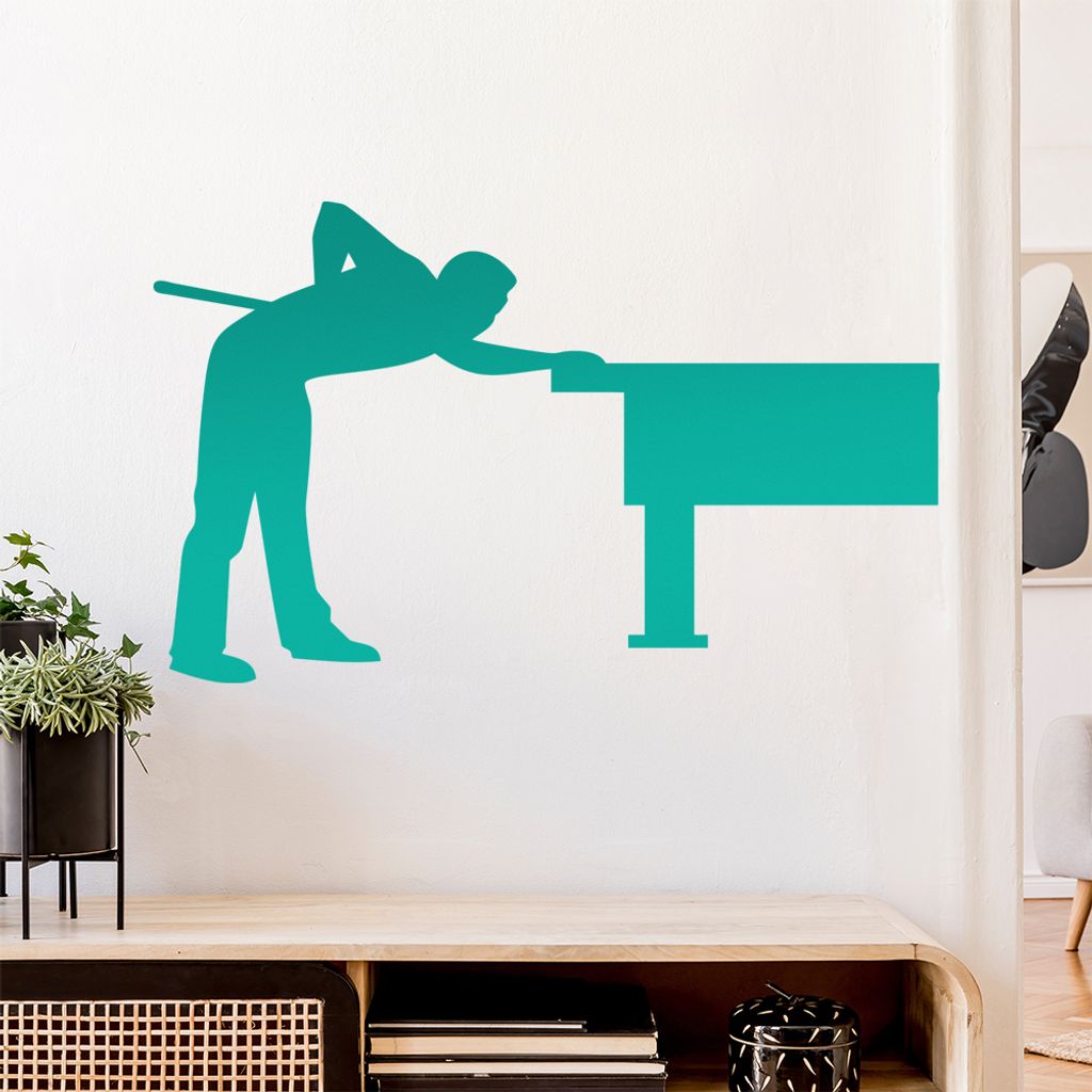 Billard Pool Spieler Figur Wandtattoo Wandaufkleber Wall Sticker - Dekoration, Küche, Wohnzimmer, Schlafzimmer, Badezimmer