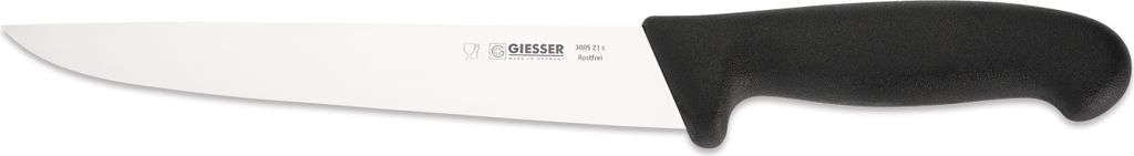 Giesser Messer Stechmesser Schlachtmesser Fleischmesser gerade starke Klinge - 21 cm, Schwarz