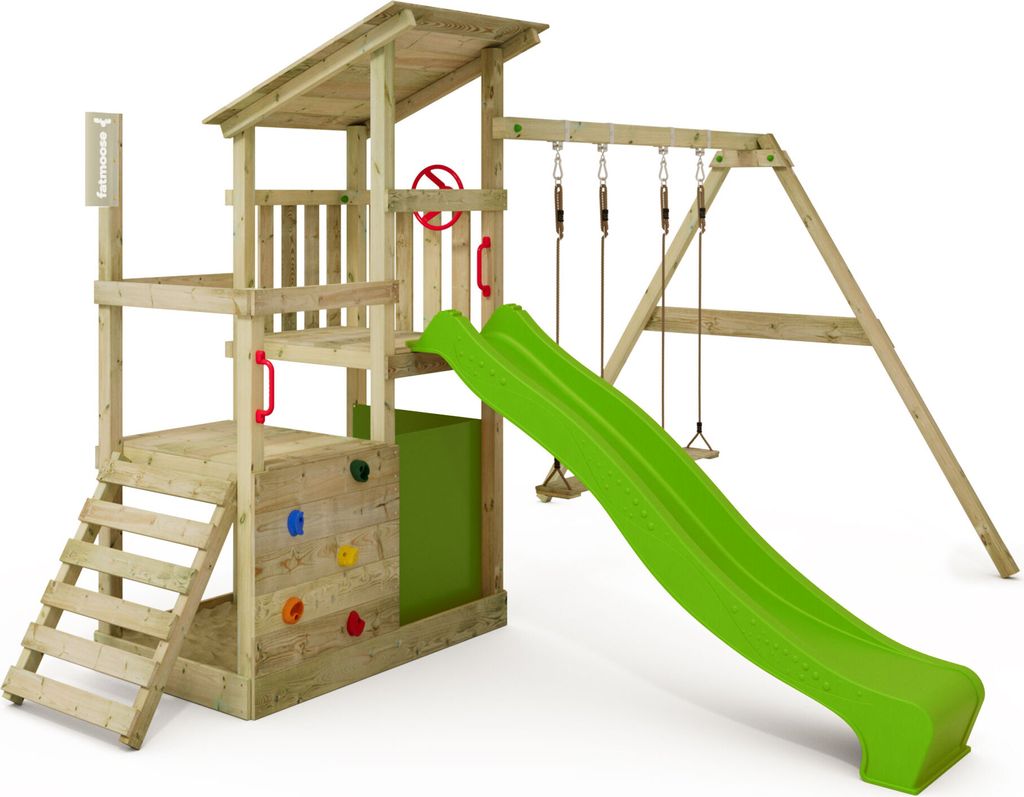 Spielturm Fatmoose FruityForest Fun XXL mit Schaukel und Rutsche in Hellgrün