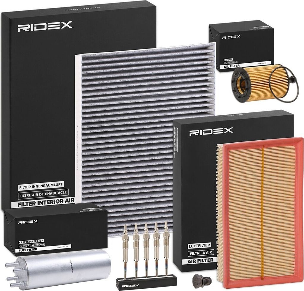 RIDEX Inspektionspaket Filterset für VW Transporter V Bus (7HB, 7HJ, 7EB, 7EJ, 7EF, 7EG, 7HF, 7EC) Multivan V (7HM, 7HN, 7HF, 7EF, 7EM, 7EN)