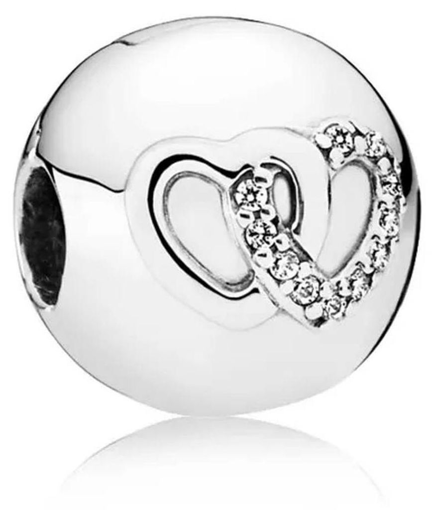 Pandora Charm Damen Moments Verbundene Herzen Clip Silber Produktbild 