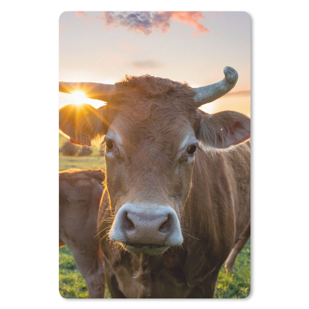 MuchoWow Mauspad Mousepad Kühe - Sonne - Wiese - Landleben 40x60 cm - Mousepads - Maus Mat - Pad - Mausunterlage - Schreibtisch Accesoire
