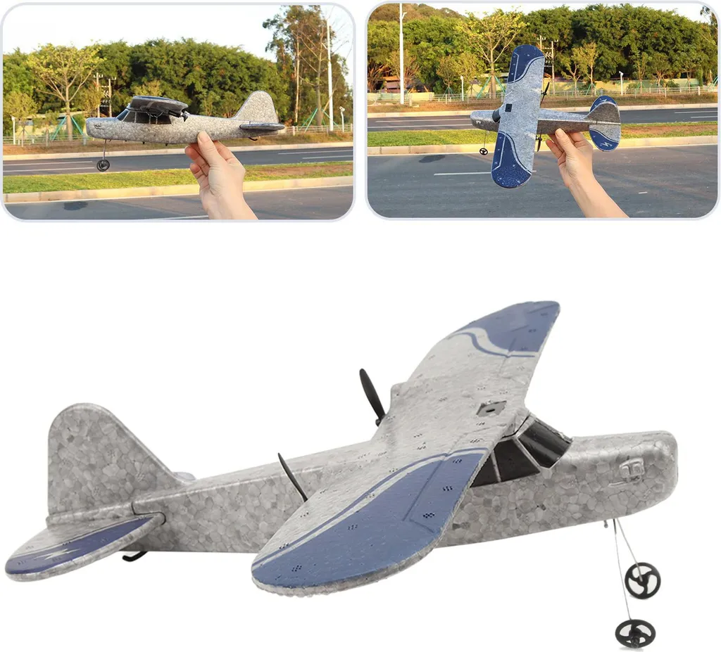 Avion de chasse télécommandé RC avec éclairage LED et triple batterie - 4