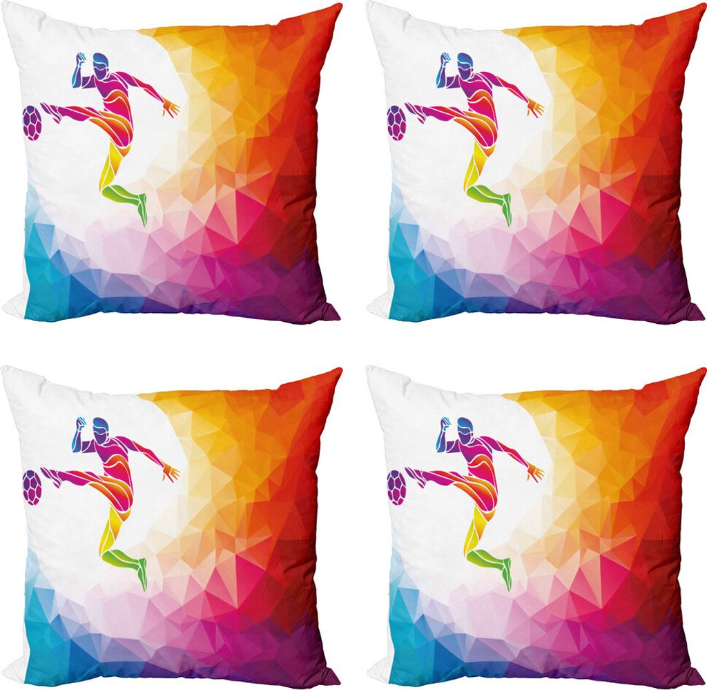 ABAKUHAUS Teen Zimmer Kissenbezug Set (4 Stück), Ball Schlagen Fußball, Moderner Doppelseitiger Digitaldruck, 45 cm x 45 cm, Mehrfarbig
