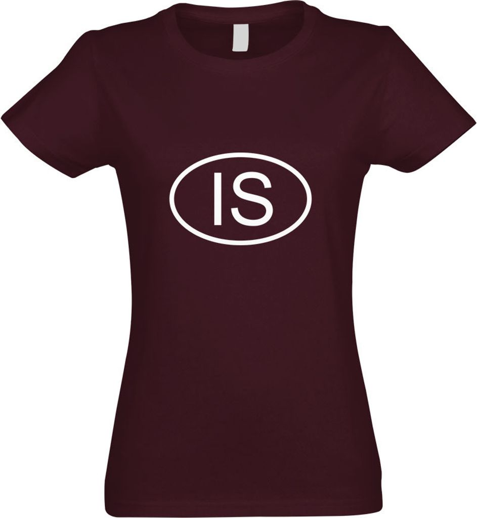 Kiwistar - T-Shirt tailliert - Damen - Burgund - Island is - mit Motiv Bedruckt - Funshirt Design - Sport - Freizeit - Damen - M