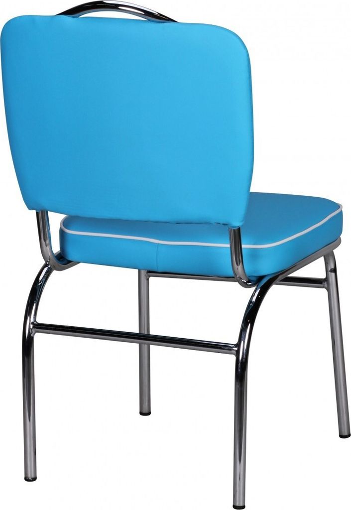 FineBuy Esszimmerstuhl American Diner Blau 50er Jahre Retro Stuhl Sitzfläche mit Rückenlehne Sitzhöhe 47 cm