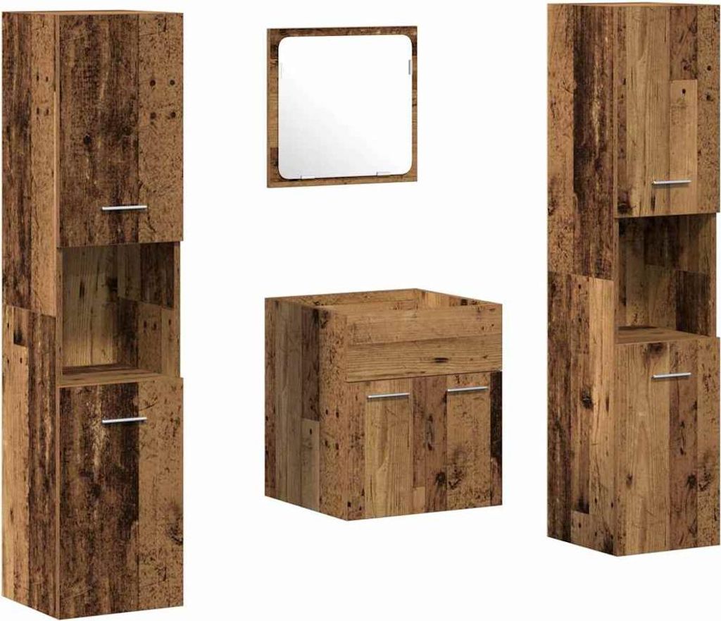 Badezimmermöbel-Set Wandmontiert 4 pcs Altholz Holzwerkstoff