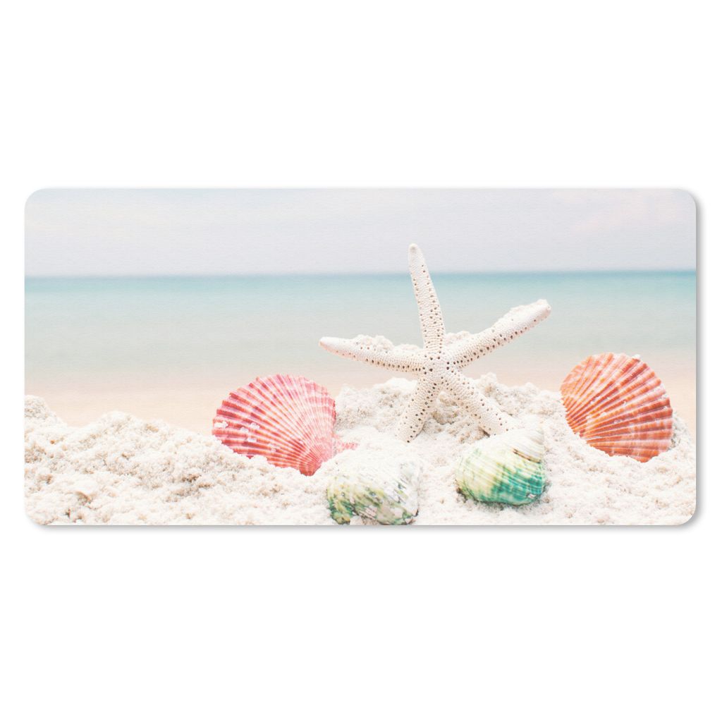 MuchoWow Schreibtischunterlage Meer - Seesterne - Muscheln 80x40 cm - XXL Mauspad - Gaming Mauspad