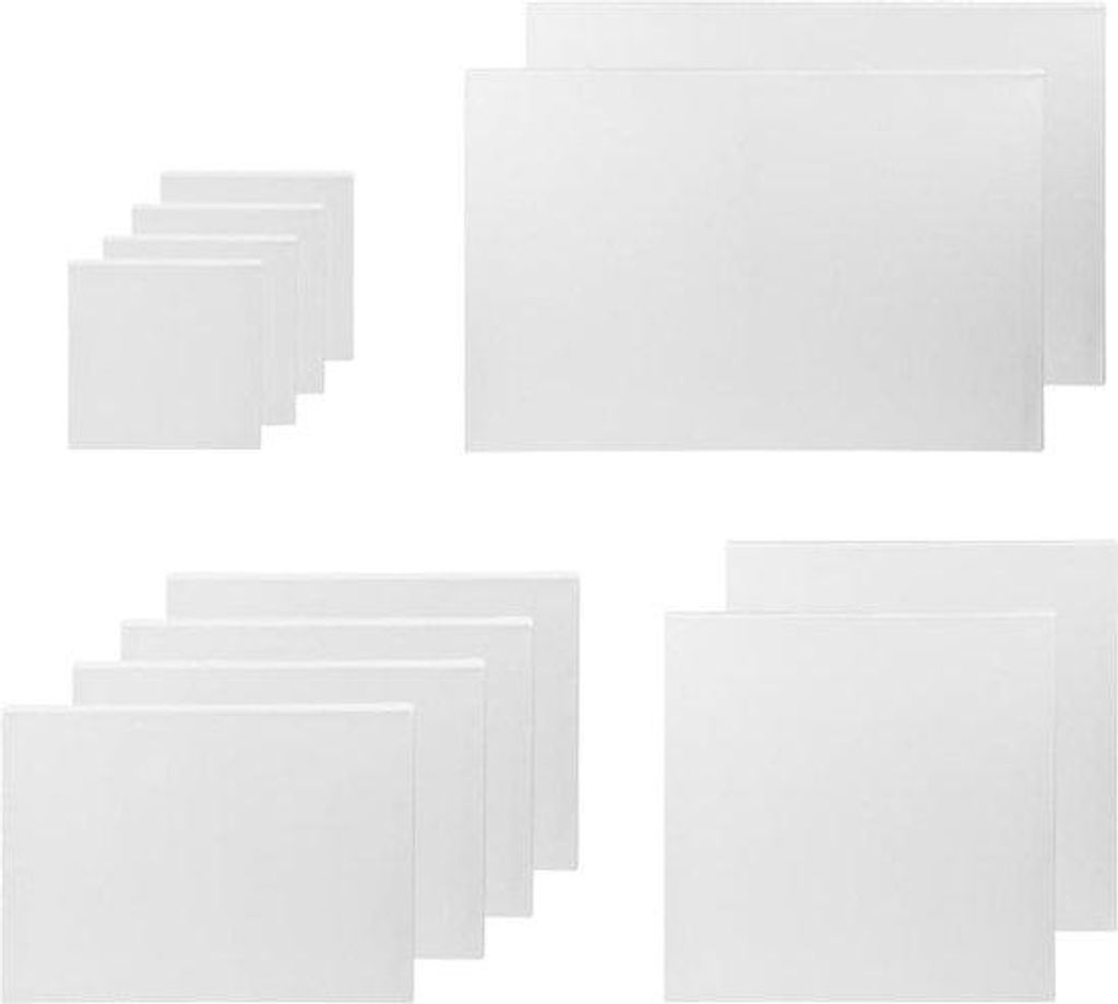 Kunststoff-Sets für Leinwände - 12 Stücke - 4 verschiedene Größen - 20 x 20 cm - 30 x 40 cm - 40 x 40 cm - 40 x 60 cm Malerei-Set groß