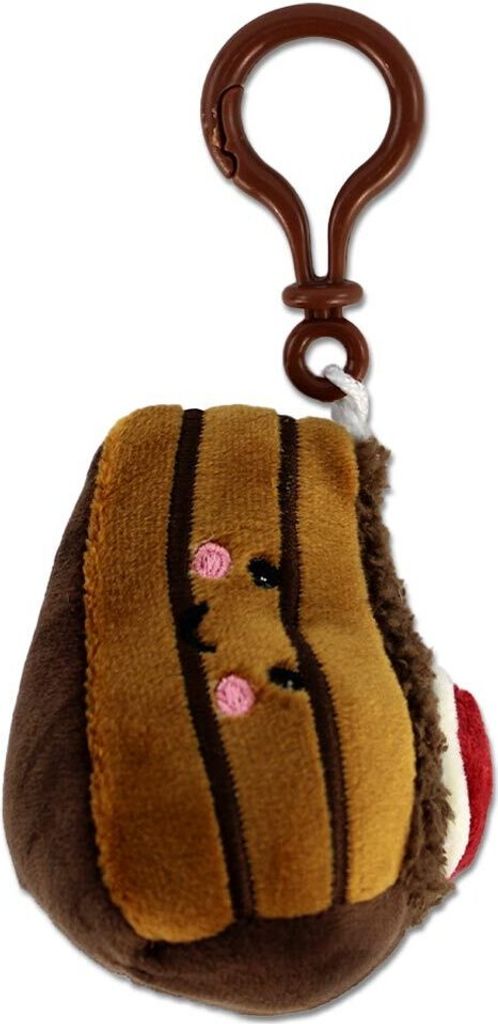Schokokuchen Anhänger aus Plüsch mit Bagclip