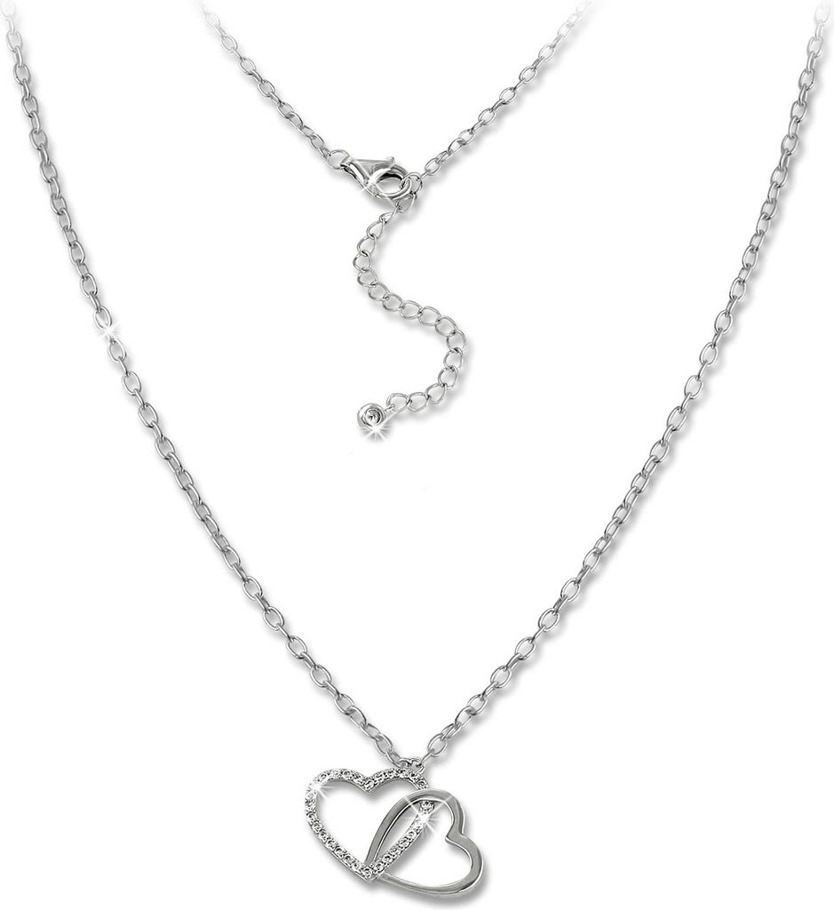 SilberDream Zirkonia Halskette 44cm 925 Silber Schmuck Verbundene Herzen GSK409W