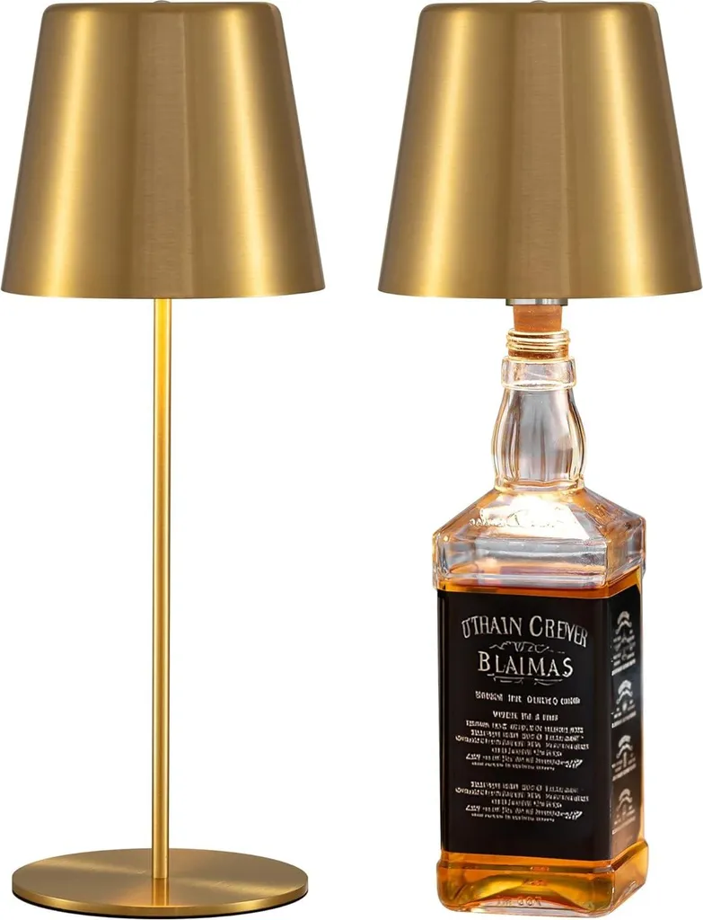 VISDANFO lampade per bottiglie 2 pz. LED wireless touch oro 4000 mAh