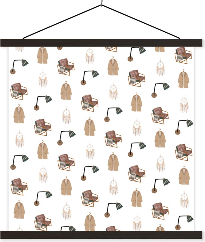 MuchoWow Textilposter Schlafzimmer - Muster - Farben 40x40 cm mit schwarzem Rahmen - Fotos