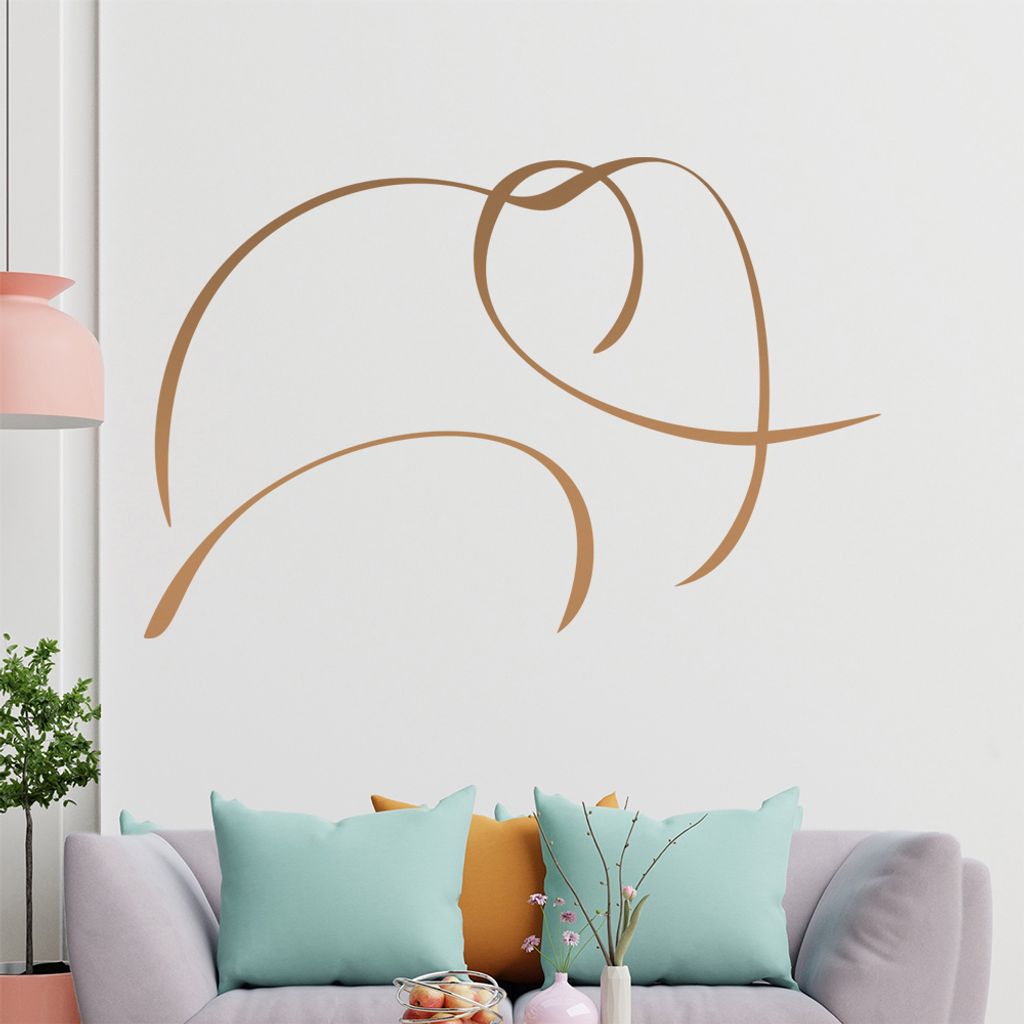 Elefant Linien Wandtattoo in 6 Größen - Wandaufkleber Wall Sticker - Dekoration, Küche, Wohnzimmer, Schlafzimmer, Badezimmer