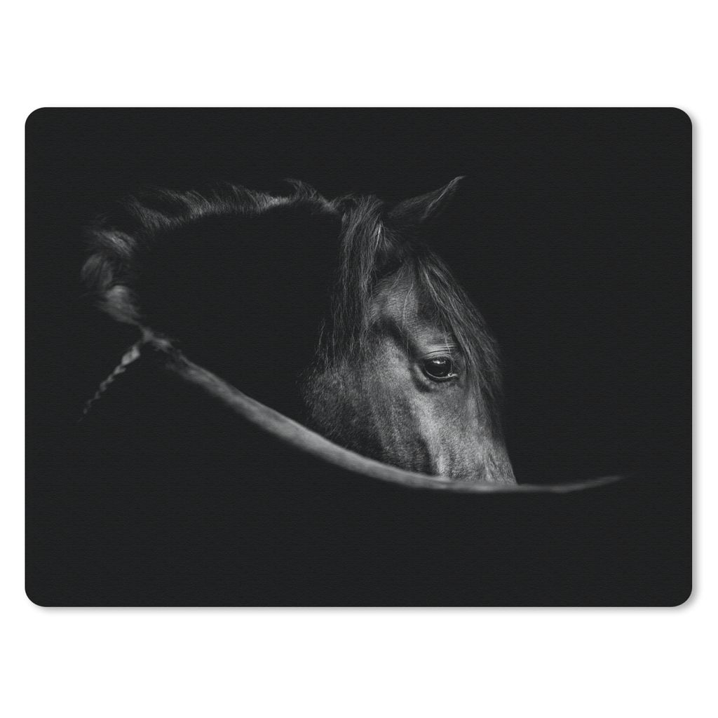 MuchoWow Mauspad Mousepad Pferde - Porträt - Schwarz - Tiere 23x19 cm - Mousepads - Maus Mat - Pad - Mausunterlage - Schreibtischunterlage - Mau...