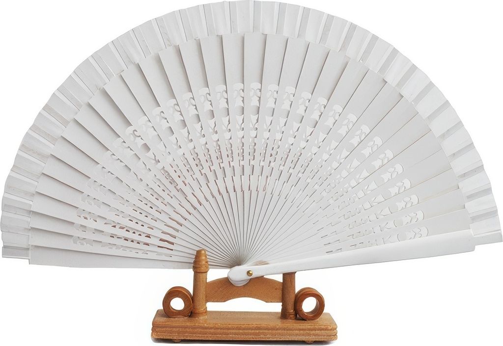 Holzfächer Handfächer Fächer Holz Dekofächer Hochzeit Weiss (03)