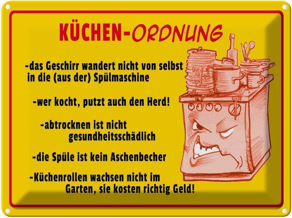 vianmo Blechschild 30x40 cm Küchen Ordnung Geschirr Spüle Spruch Zitat