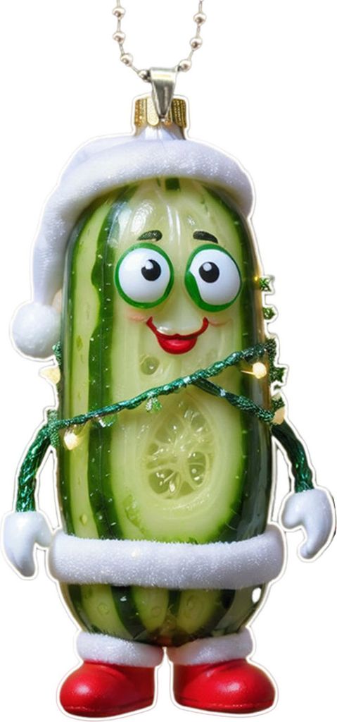 Weihnachtsgurke Hängende Ornamente Acryl Weihnachtsbaum Anhänger 2D Flache grüne Gurke Nachbildungation für Baum Fenster Tür Auto Nachbildung G