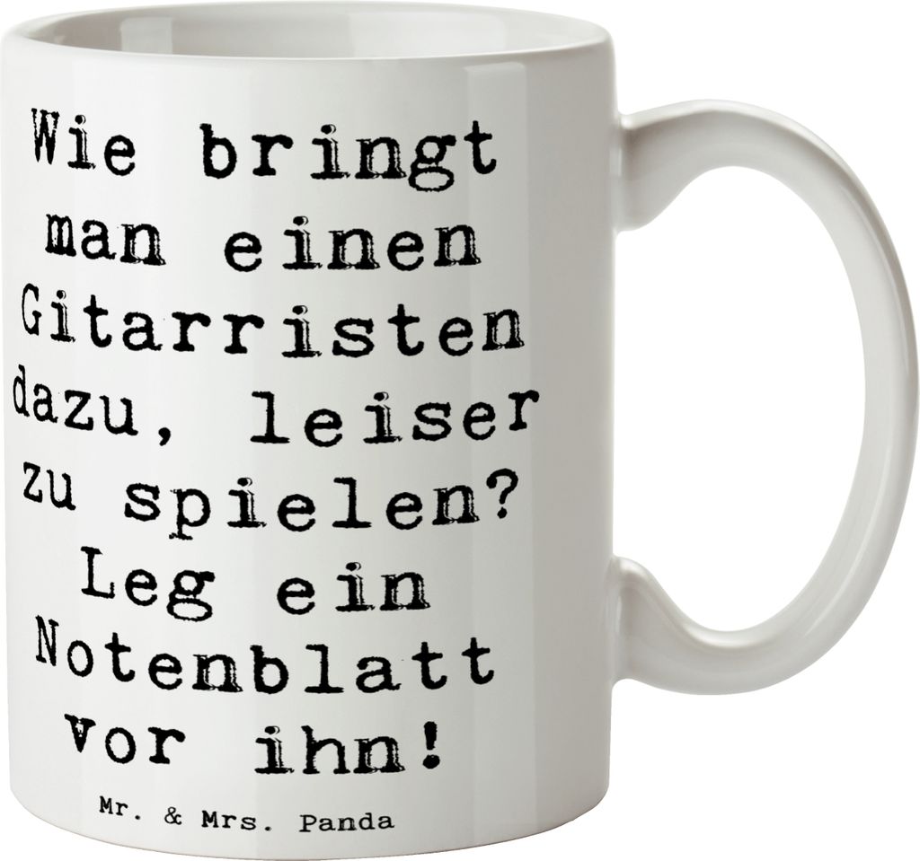 Mr. & Mrs. Panda Tasse Spruch Gitarren Trick - Weiß - Geschenk, Spielen lernen, kaffeebecher keramik, Becher, Liebe, Instrument, Elektrisch, Musik...