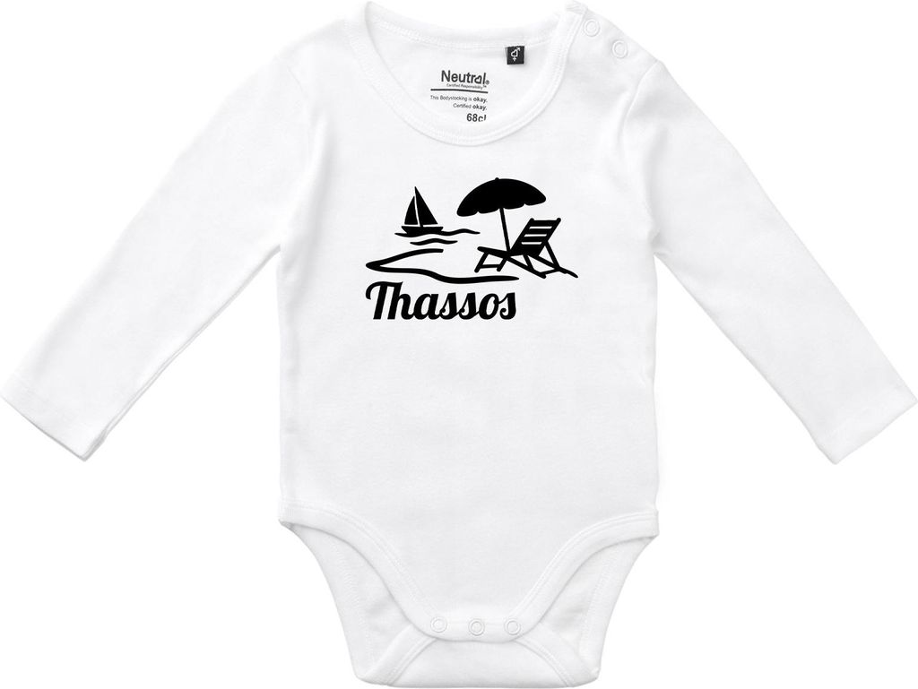 Huuraa Unisex Babybody Thassos Inselmotiv Griechenland Geschenk Größe 74 White Baumwolle Fairtrade Thassos Aufmerksamkeit