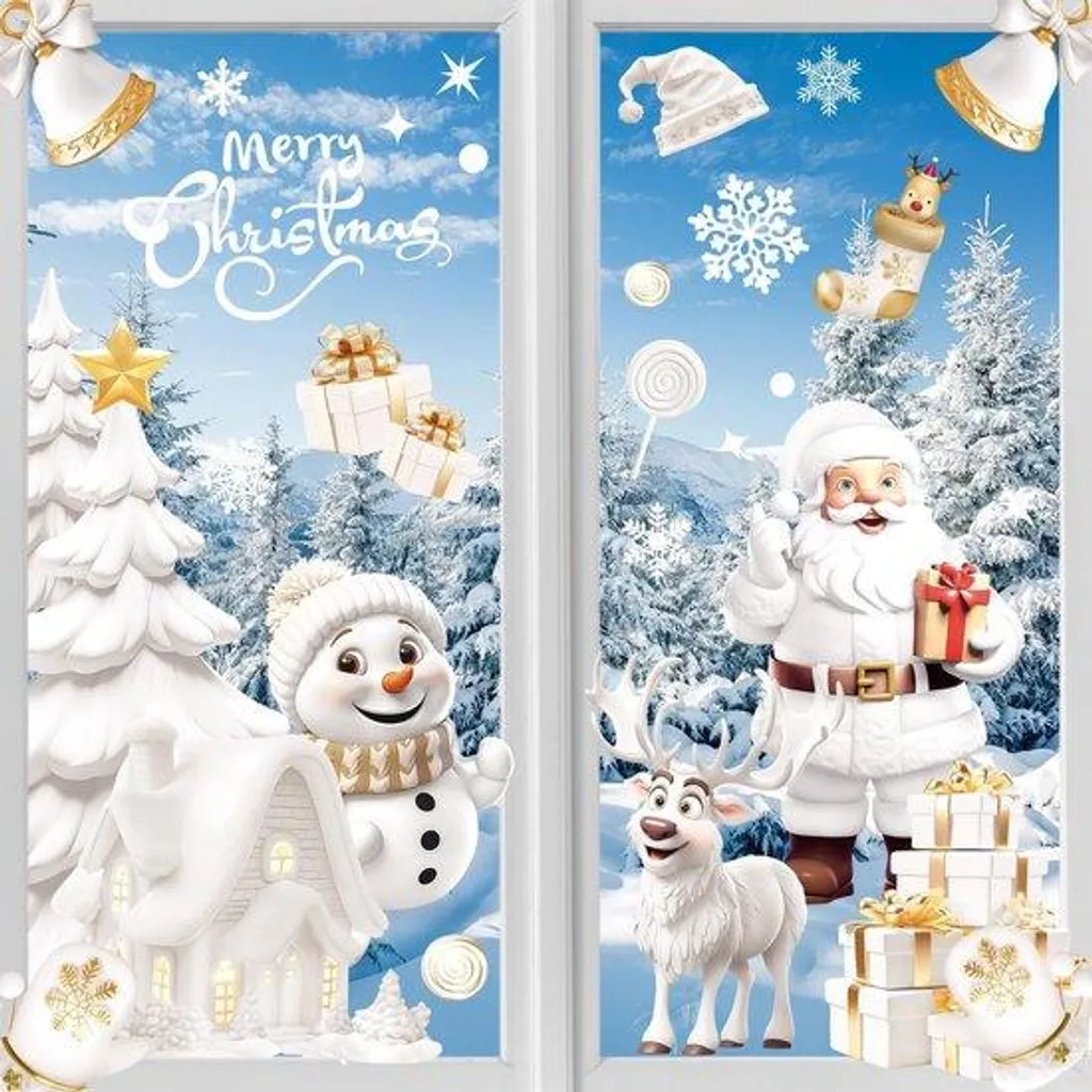 Décoration d'hiver autocollante bougies blanches pour vitres 20 pcs