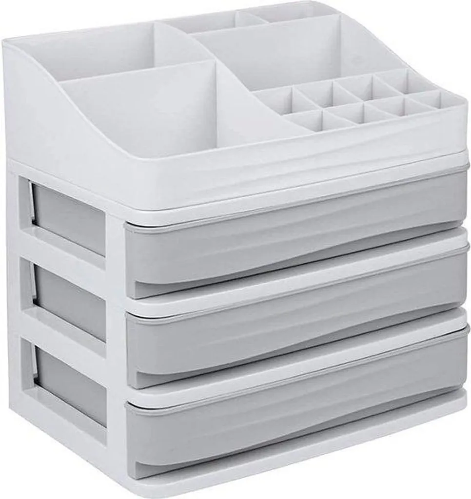 Boîte de rangement cosmétiques multi-tiroirs et support vernis compact