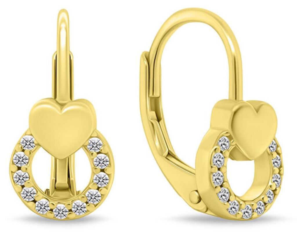 Charming gold-plated dangling earrings with zircons EA1276Y