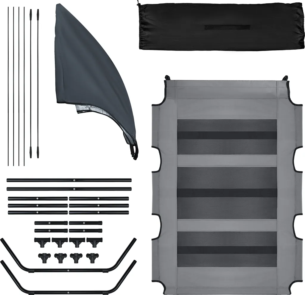 JNGLGO Letto per cani con baldacchino, L 122 x L 92 x H 102 cm Letto per animali domestici rialzato con tetto e struttura in ferro, letto per animali domestici all'aperto, letto per gatti (XL)