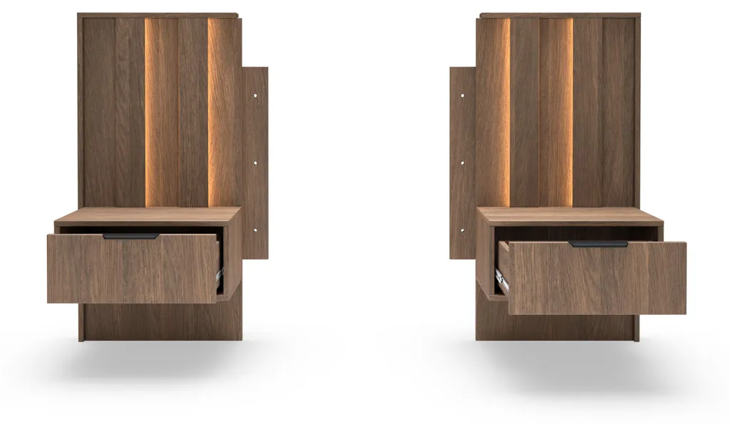 Table de chevet modulable chêne Dunin - Idéal pour lit double et déco - 2